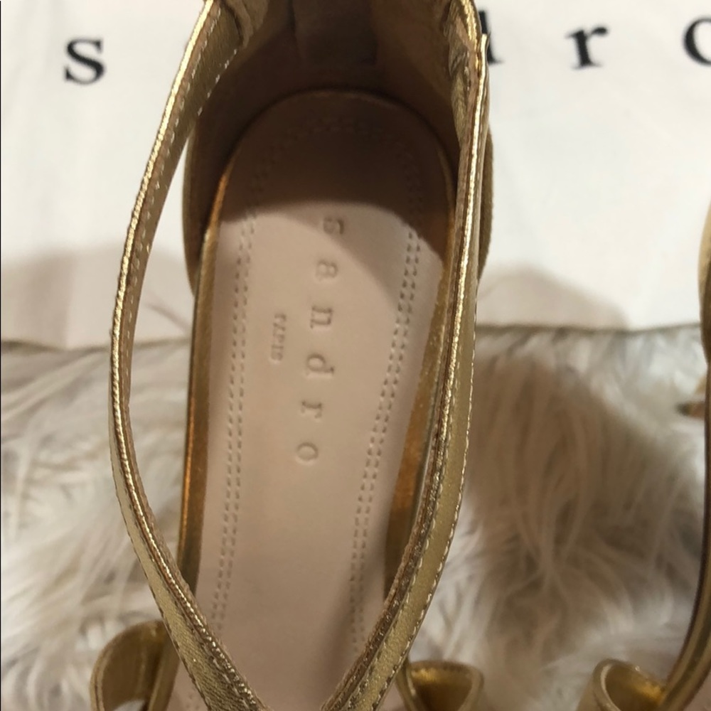 Sandro Elisa Gold Knotted Open Toe Heels - Picture 5 of 9